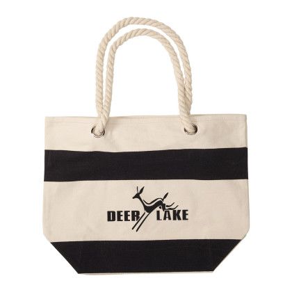 Custom 16 oz. Portsmouth Cotton Canvas Nautical Tote - Black Custom 16 oz. Portsmouth Cotton Canvas Nautical Tote - Black