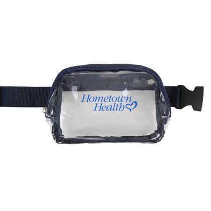 Custom Clear Over-The-Shoulder Bag - Navy Front View Custom Clear Over-The-Shoulder Bag - Navy Front View