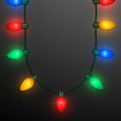Custom 9 Lights Christmas Bulb Necklace - Front View Custom 9 Lights Christmas Bulb Necklace - Front View