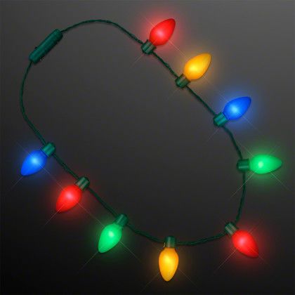 Custom 9 Lights Christmas Bulb Necklace - Side View Custom 9 Lights Christmas Bulb Necklace - Side View
