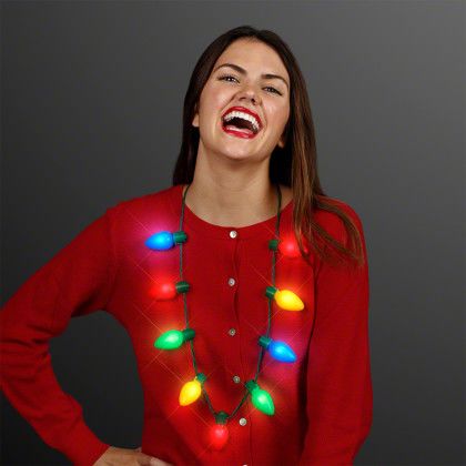 Custom 9 Lights Christmas Bulb Necklace - Lifestyle View Custom 9 Lights Christmas Bulb Necklace - Lifestyle View