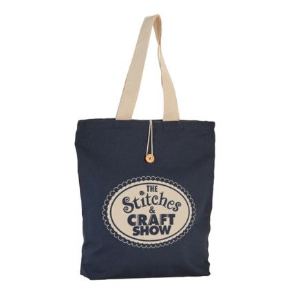 Custom 11.5 oz. Portland Button-Up Canvas Tote - Navy with natural Custom 11.5 oz. Portland Button-Up Canvas Tote - Navy with natural