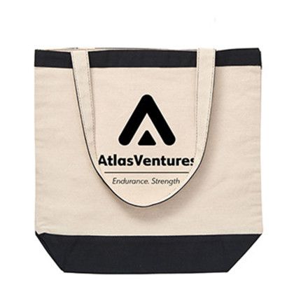 Custom 10 oz. Cotton Canvas Nautical Tote - Black Custom 10 oz. Cotton Canvas Nautical Tote - Black