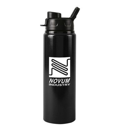Custom 25 oz. Aspen Aluminum Bottle - Black Side View Custom 25 oz. Aspen Aluminum Bottle - Black Side View