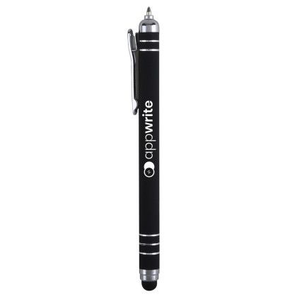 Custom Genoa Gravity Recycled Aluminum Stylus Pen - Metallic black