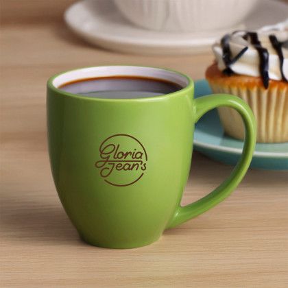 Custom 16 oz. Bistro Ceramic Mug - Lime - Lifestyle Custom 16 oz. Bistro Ceramic Mug - Lime - Lifestyle