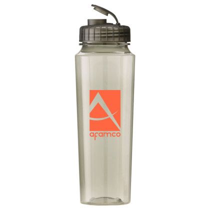 Custom 24 oz. PolySure Measure Bottle - Translucent Smoke Open Cap View 