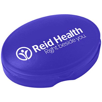 Custom Oval Pill Box - Blue Side View 