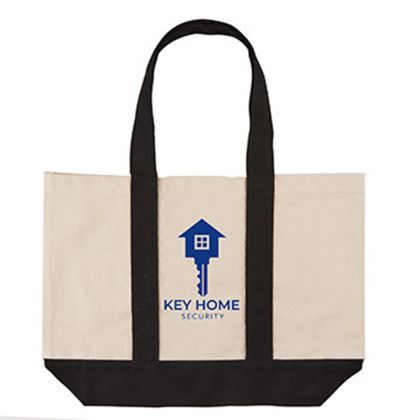 Custom 10 oz. Newport Cotton Canvas Nautical Tote - Black with Handle Custom 10 oz. Newport Cotton Canvas Nautical Tote - Black with Handle