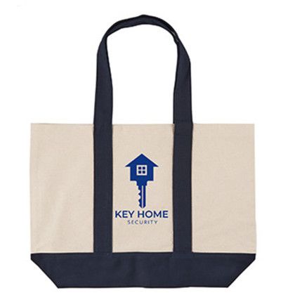 Custom 10 oz. Newport Cotton Canvas Nautical Tote - Navy with Handle Custom 10 oz. Newport Cotton Canvas Nautical Tote - Navy with Handle