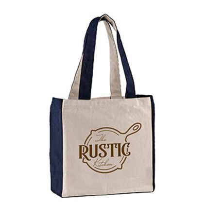 Custom 10 oz. Medford Cotton Canvas Tote - Navy side view Custom 10 oz. Medford Cotton Canvas Tote - Navy side view