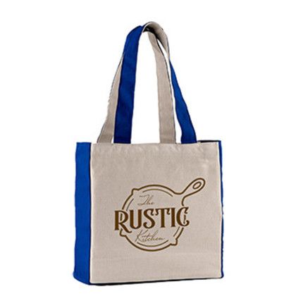 Custom 10 oz. Medford Cotton Canvas Tote - Royal blue side view Custom 10 oz. Medford Cotton Canvas Tote - Royal blue side view