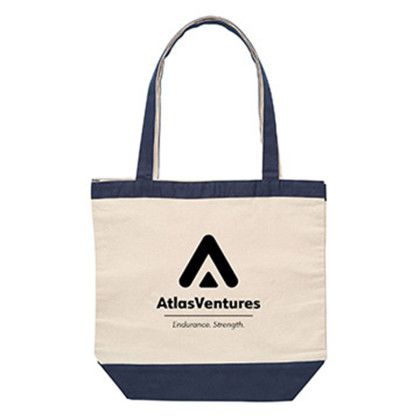 Custom 10 oz. Cotton Canvas Nautical Tote - Navy with Handle Custom 10 oz. Cotton Canvas Nautical Tote - Navy with Handle