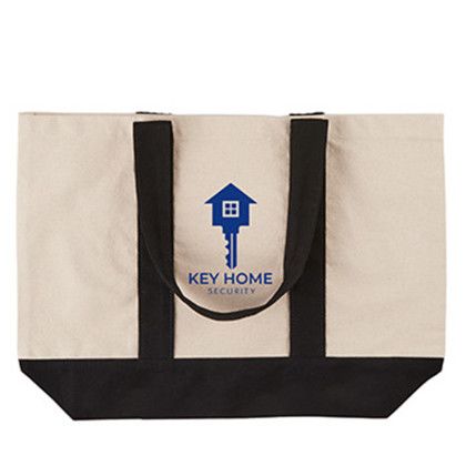 Custom 10 oz. Newport Cotton Canvas Nautical Tote - Black Custom 10 oz. Newport Cotton Canvas Nautical Tote - Black