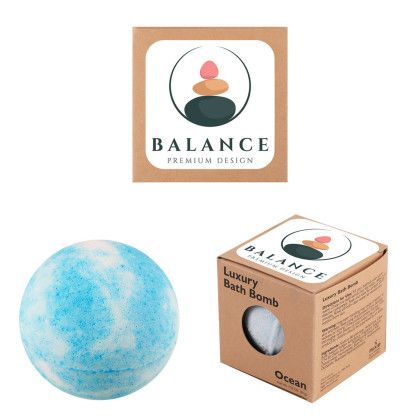 Custom Luxury Bath Bomb - Blue With White Custom Luxury Bath Bomb - Blue With White