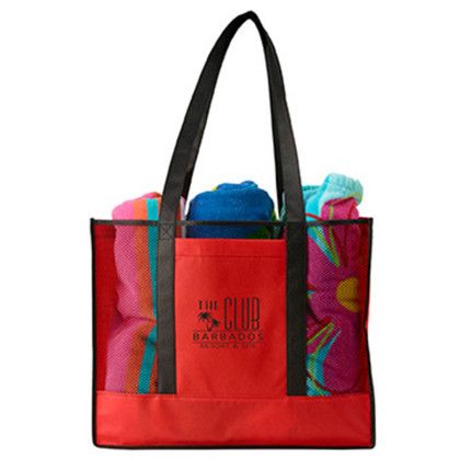 Custom Havasu Non-Woven Beach Tote - Red Custom Havasu Non-Woven Beach Tote - Red