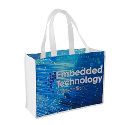 Custom Sublimated Non-Woven Shopping Tote (2-sided) - White Custom Sublimated Non-Woven Shopping Tote (2-sided) - White