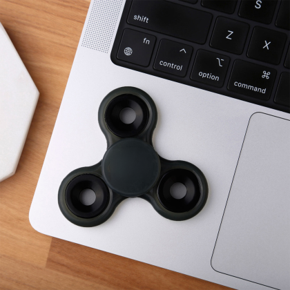Custom Safety Spin-It Stress Reliever - Translucent Black Lifestyle View Custom Safety Spin-It Stress Reliever - Translucent Black Lifestyle View