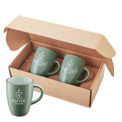 Custom 12 oz. Pacific Ceramic Mugs Gift Set - Light Green Custom 12 oz. Pacific Ceramic Mugs Gift Set - Light Green