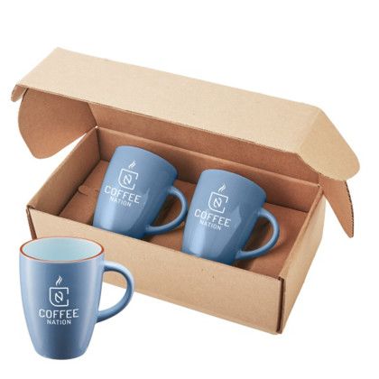 Custom 12 oz. Pacific Ceramic Mugs Gift Set - Light Blue Custom 12 oz. Pacific Ceramic Mugs Gift Set - Light Blue