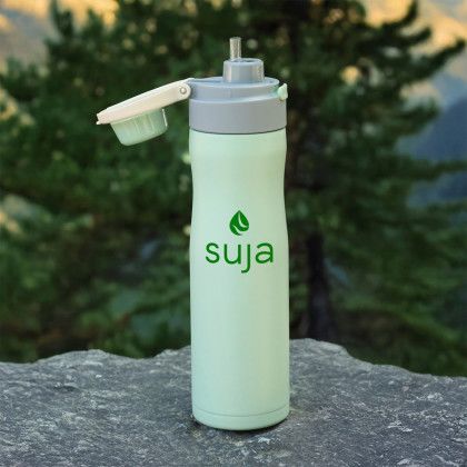 Custom 24 oz. Vertex Powder Coated Recycled Stainless Steel Bottle - Sage - Lifestyle Custom 24 oz. Vertex Powder Coated Recycled Stainless Steel Bottle - Sage - Lifestyle
