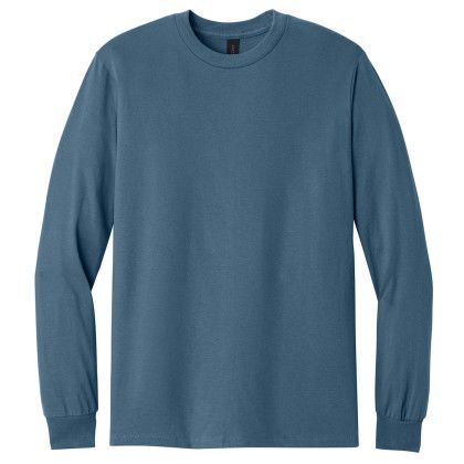 Custom Gildan - Heavy Cotton 100% Cotton Long Sleeve T-Shirt - Indigo blue Front View Custom Gildan - Heavy Cotton 100% Cotton Long Sleeve T-Shirt - Indigo blue Front View