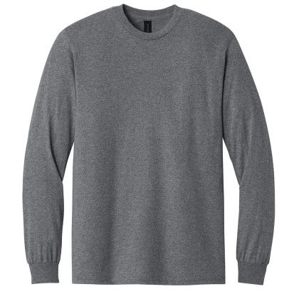 Custom Gildan - Heavy Cotton 100% Cotton Long Sleeve T-Shirt - Graphite heather Front View Custom Gildan - Heavy Cotton 100% Cotton Long Sleeve T-Shirt - Graphite heather Front View