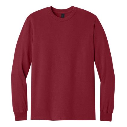 Custom Gildan - Heavy Cotton 100% Cotton Long Sleeve T-Shirt - Cardinal red Front View Custom Gildan - Heavy Cotton 100% Cotton Long Sleeve T-Shirt - Cardinal red Front View