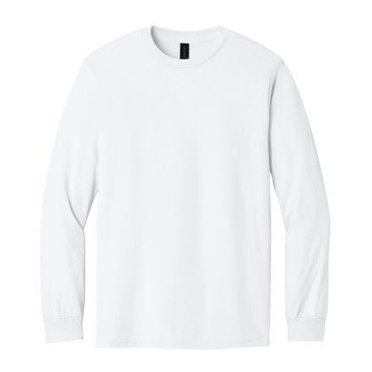 Custom Gildan - Heavy Cotton 100% Cotton Long Sleeve T-Shirt - White Front View Custom Gildan - Heavy Cotton 100% Cotton Long Sleeve T-Shirt - White Front View