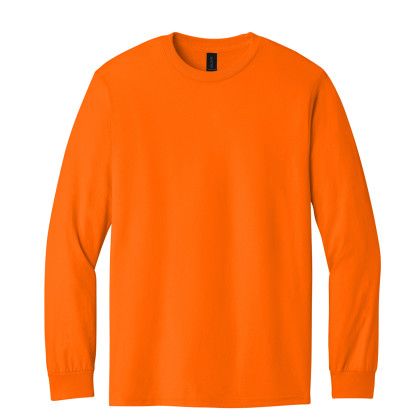 Custom Gildan - Heavy Cotton 100% Cotton Long Sleeve T-Shirt - Safety orange Front View Custom Gildan - Heavy Cotton 100% Cotton Long Sleeve T-Shirt - Safety orange Front View