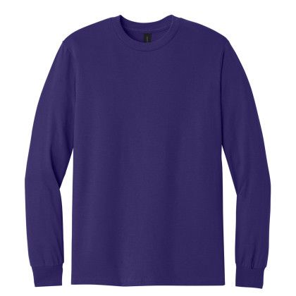 Custom Gildan - Heavy Cotton 100% Cotton Long Sleeve T-Shirt - Purple Front View Custom Gildan - Heavy Cotton 100% Cotton Long Sleeve T-Shirt - Purple Front View