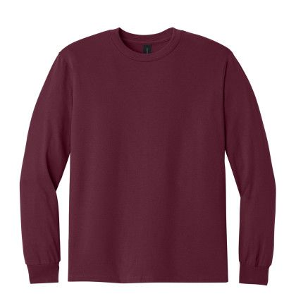 Custom Gildan - Heavy Cotton 100% Cotton Long Sleeve T-Shirt - Maroon Front View Custom Gildan - Heavy Cotton 100% Cotton Long Sleeve T-Shirt - Maroon Front View