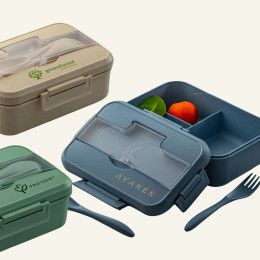 Custom Wheat Straw Lunch Box Set - All Colors Custom Wheat Straw Lunch Box Set - All Colors