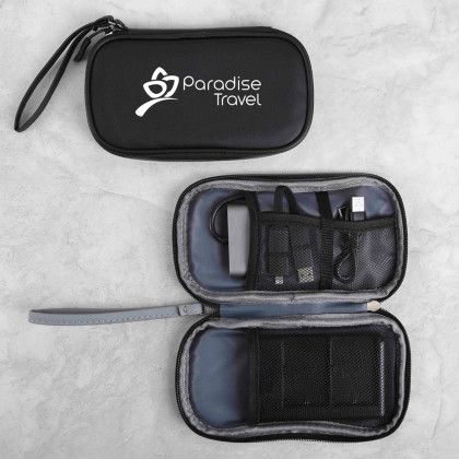 Custom Nova Clutch 600D rPET Tech Organizer - Black Lifestyle Custom Nova Clutch 600D rPET Tech Organizer - Black Lifestyle