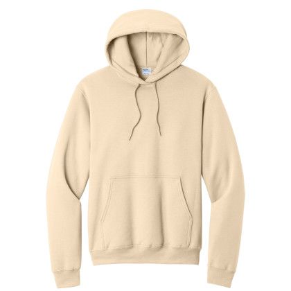 Custom Port & Company Full Color Core Fleece Pullover Hooded Sweatshirt - Creme