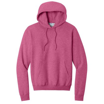 Custom Port & Company Full Color Core Fleece Pullover Hooded Sweatshirt - Heather Sangria Pink