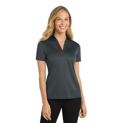 Custom Port & Company Full Color Port Authority Women's Silk Touch Performance Polo - Steel Gray