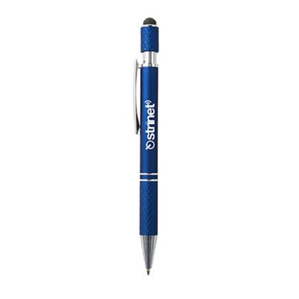 Custom Siena Executive Aluminum Spin Top Stylus Pen - Metallic blue