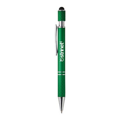 Custom Siena Executive Aluminum Spin Top Stylus Pen - Metallic emerald green