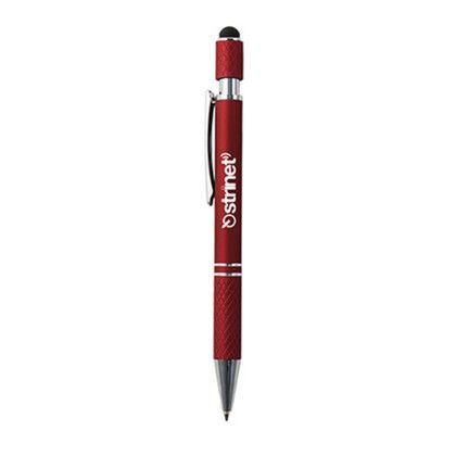 Custom Siena Executive Aluminum Spin Top Stylus Pen - Metallic red
