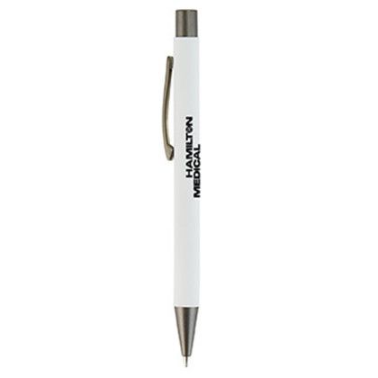 Custom Sorrento Velvet-Touch Aluminum Pen - White Custom Sorrento Velvet-Touch Aluminum Pen - White