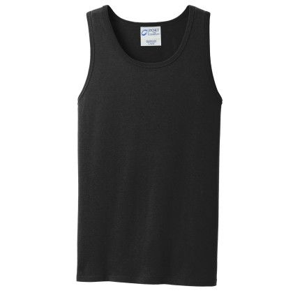 Jet Black Cotton Tank Top-Port & Company Jet Black Cotton Tank Top-Port & Company
