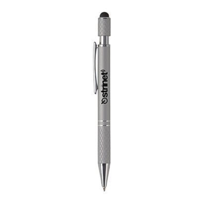 Custom Siena Executive Aluminum Spin Top Stylus Pen - Metallic silver