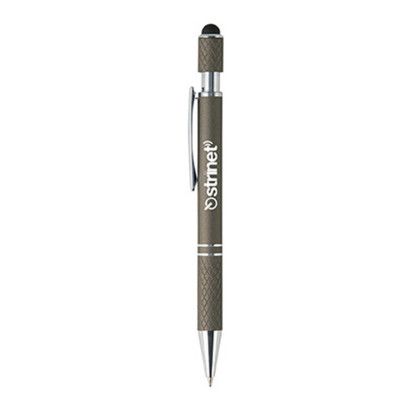 Custom Siena Executive Aluminum Spin Top Stylus Pen - Metallic gunmetal