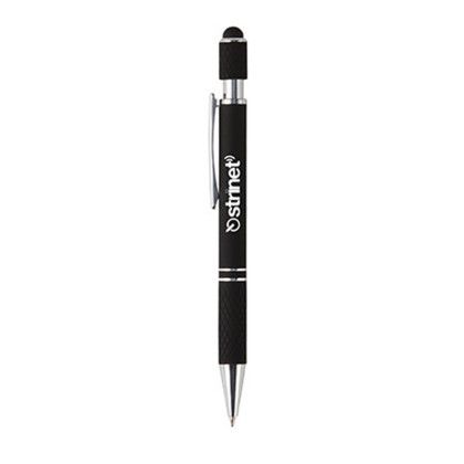 Custom Siena Executive Aluminum Spin Top Stylus Pen - Metallic black