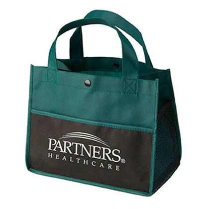 Custom Mini Snap Non-Woven Lunch Tote - Hunter Green Custom Mini Snap Non-Woven Lunch Tote - Hunter Green