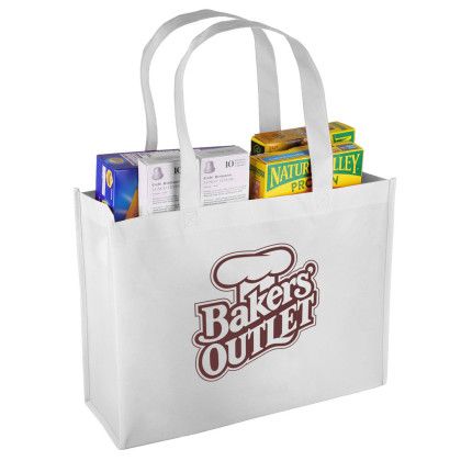 Custom rPET Non-Woven Shopping Tote - White
