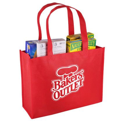 Custom rPET Non-Woven Shopping Tote - Red