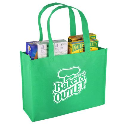 Custom rPET Non-Woven Shopping Tote - Kelly green