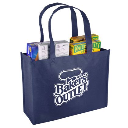Custom rPET Non-Woven Shopping Tote - Navy
